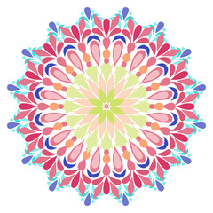 A colorful flower with a green center Mandala Design