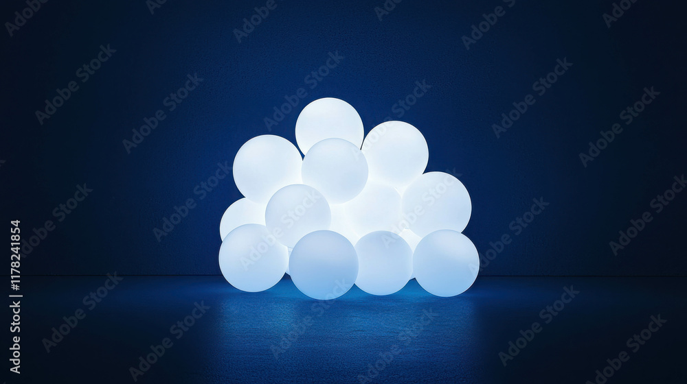 Aufkleber cluster of small glowing spheres in a dark environment with soft illumination