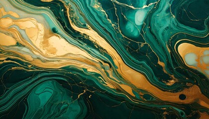  flowing liquid marble texture in gold and emerald