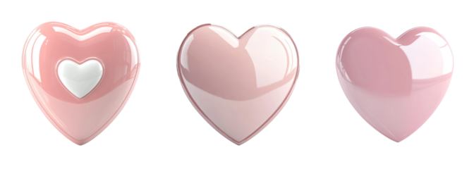 Colorful Heart Shapes on Transparent Background