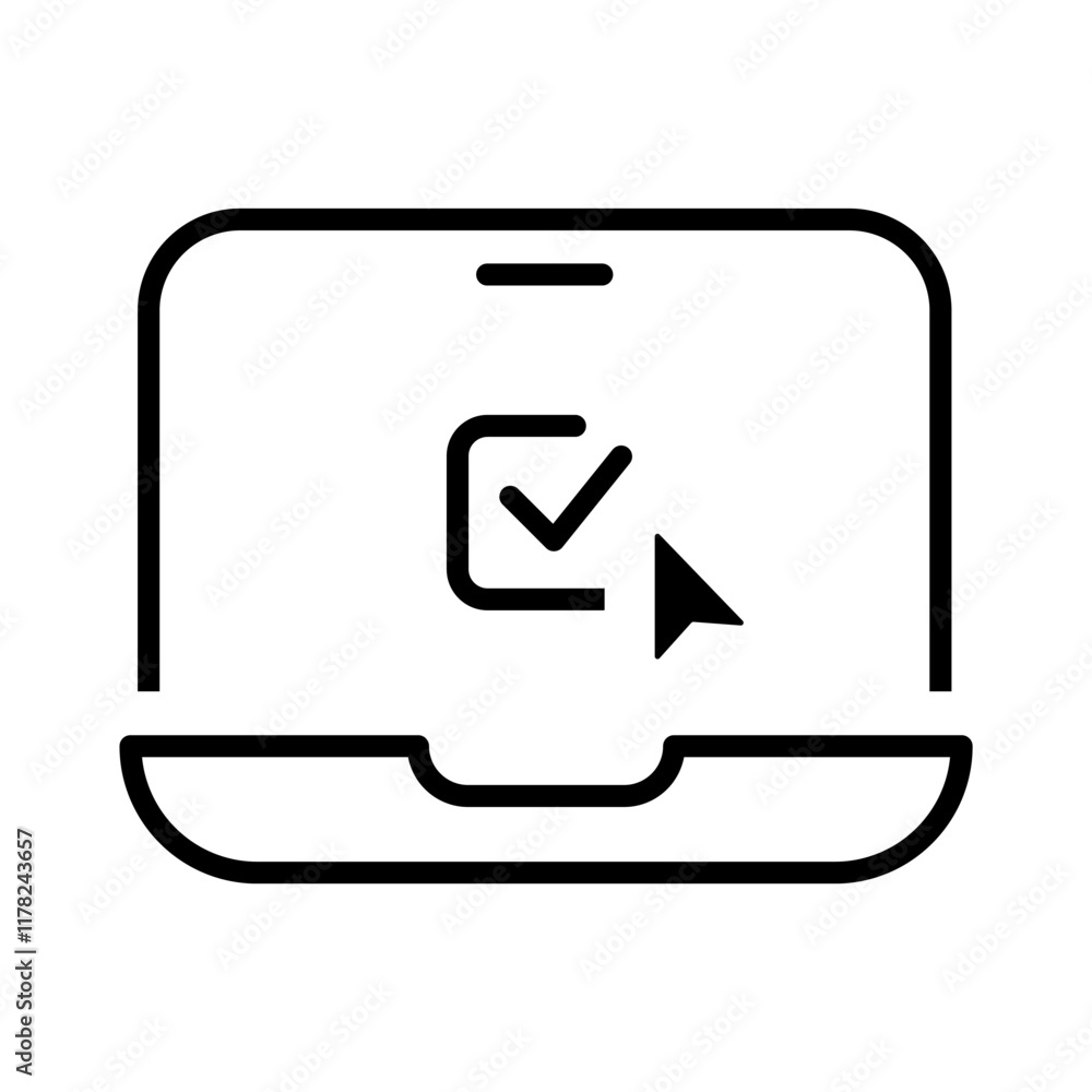Poster laptop with pointer or cursor in line style icon. monitor with pointer or cursor png symbol. laptop,