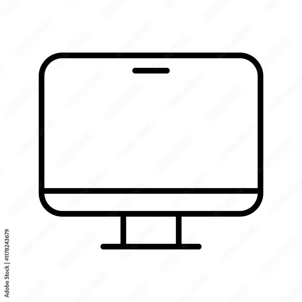Poster computer in line style icon. computer monitor png symbol. computer monitor display signs vector illu