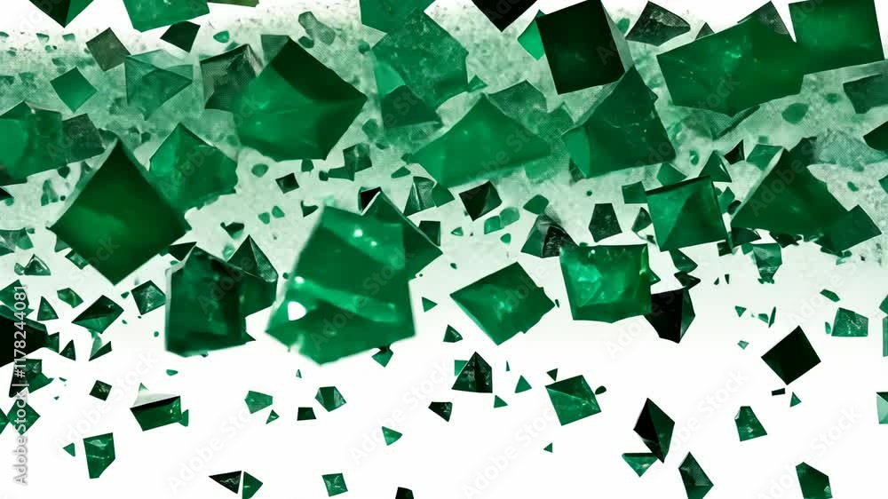 Aufkleber green geometric shapes scattered in mid-air create an abstract visual effect with a sense of movemen