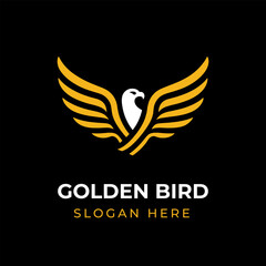 Bird logo with golden wings in simple and modern design