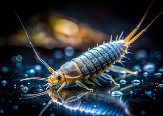 Underwater Silverfish Closeup, Black Background, Aquatic Macro Photography, High Resolution Image