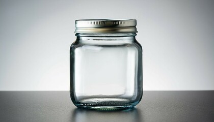 empty glass jar with metal lid