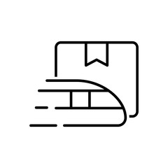 Delivery train in line style icon. Fast shipping PNG symbol. Fast moving shipping delivery train signs vector illustration for apps and website