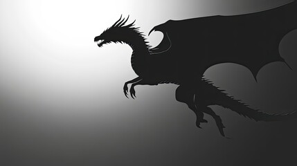 Fototapeta premium A majestic black dragon soars through the air