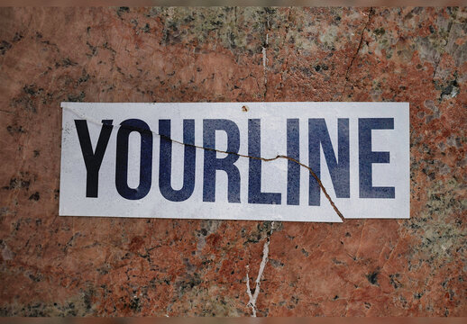 Broken Rectangular Sign Sticker Mockup