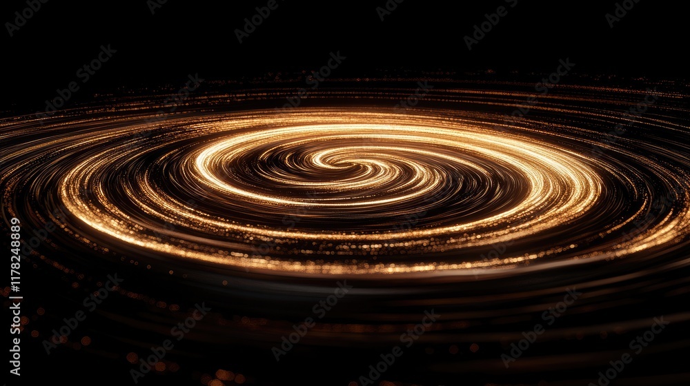 Poster a superfluid vortex in a dark space, with spiraling light lines illustrating the seamless movement o