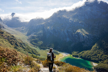 Obraz premium ニュージーランド登山する女性