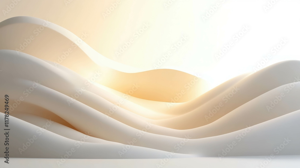 Poster serene 3d abstract scene with soft light and smooth curves