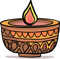illustration of a diya candle to celebrate Diwali festival 