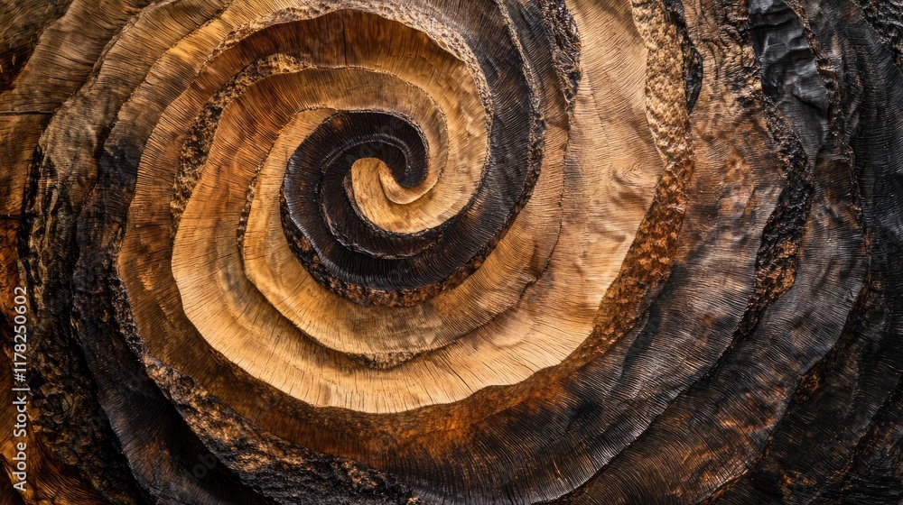 Poster abstract art form of wooden tree rings with deep textures and rich natural patterns, bringing out th