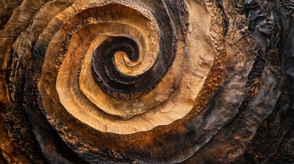 Abstract art form of wooden tree rings with deep textures and rich natural patterns, bringing out the timeless beauty of organic material