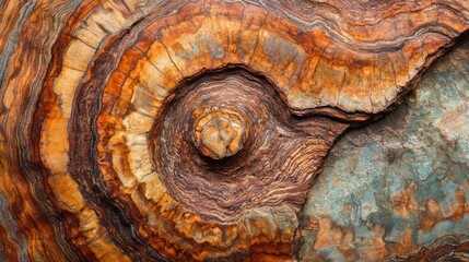 Abstract close-up of a wooden tree ring with rich textures, showing the natural and organic patterns formed by years of growth and time