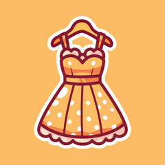 Charming Yellow Dress with White Trim and Bow. Fun and Cute Isolated Cartoon Illustration