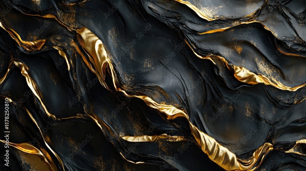 Aufkleber abstract gold metallic texture with a crumpled foil surface, creating an elegant play of light and s