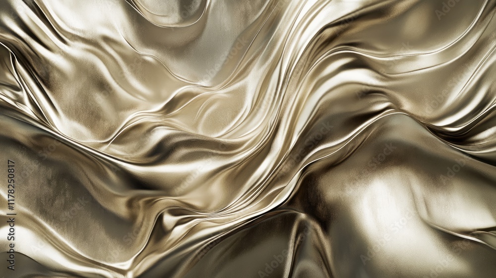 Poster Abstract gold metallic texture with a crumpled foil surface, creating an elegant play of light and shadow, evoking luxury and sophistication