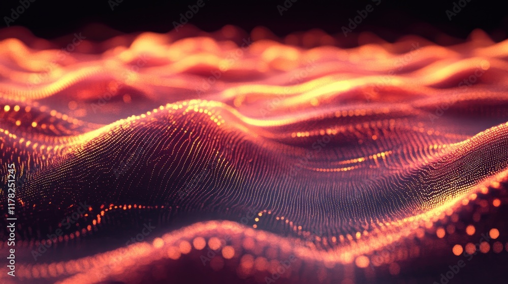 Poster Abstract waveform with oceanic light reflections and rippling waves, creating a soothing visual of gentle movement and natural harmony