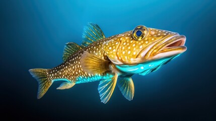 Fototapeta premium A vibrant underwater image of a colorful fish swimming gracefully.