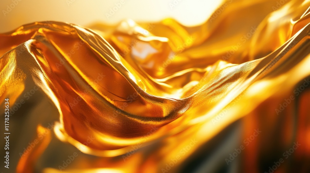 Aufkleber Crumpled gold metallic foil surface with a dynamic texture, highlighting the intricate patterns and light reflections, ideal for abstract and modern art visuals