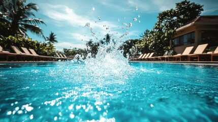 Splashing water in a resort pool.