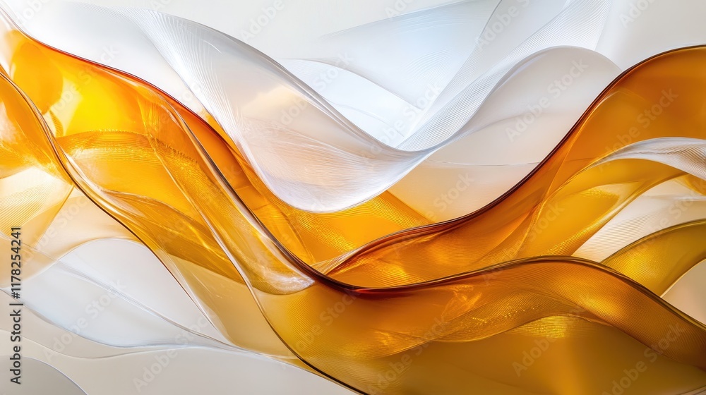 Poster Elegant abstract fluid glass waves flowing in soft light, creating an artistic and serene composition that embodies smooth motion and tranquility