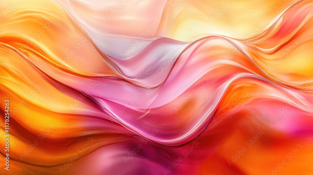Aufkleber Elegant abstract fluid glass waves flowing in soft light, creating an artistic and serene composition that embodies smooth motion and tranquility