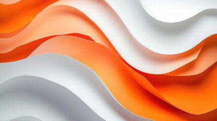 Flowing abstract paper waves in orange and white, creating an elegant, gentle motion that suggests serenity and smooth fluidity