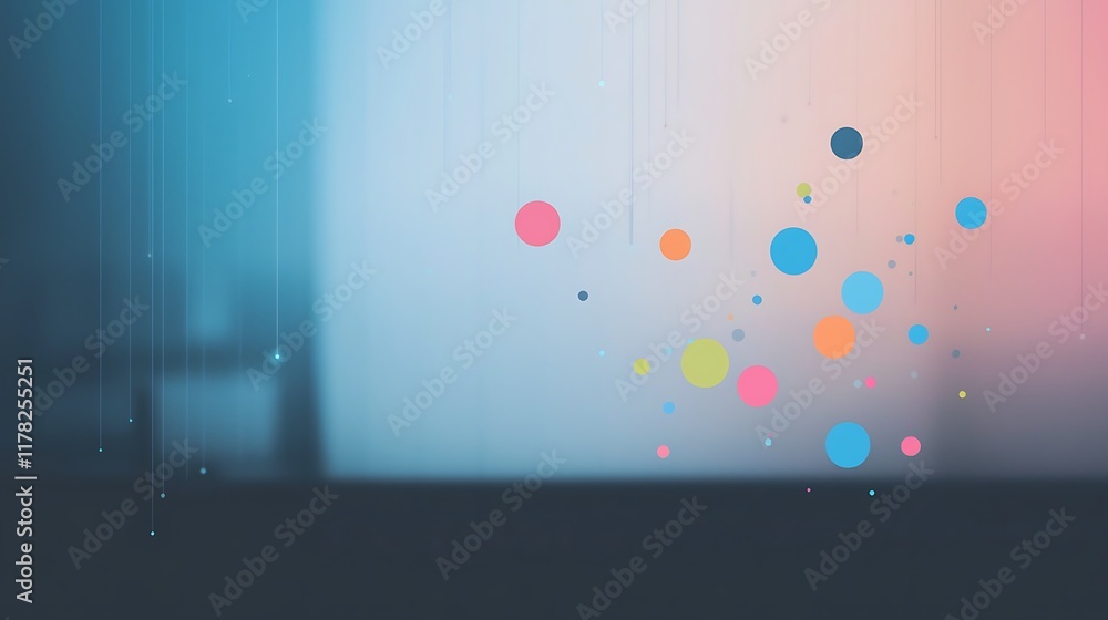 Aufkleber abstract background with colorful floating circles on a blurred background.