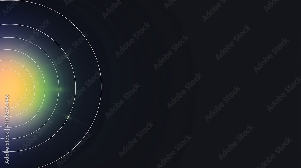 Poster abstract background with concentric circles and glowing center.