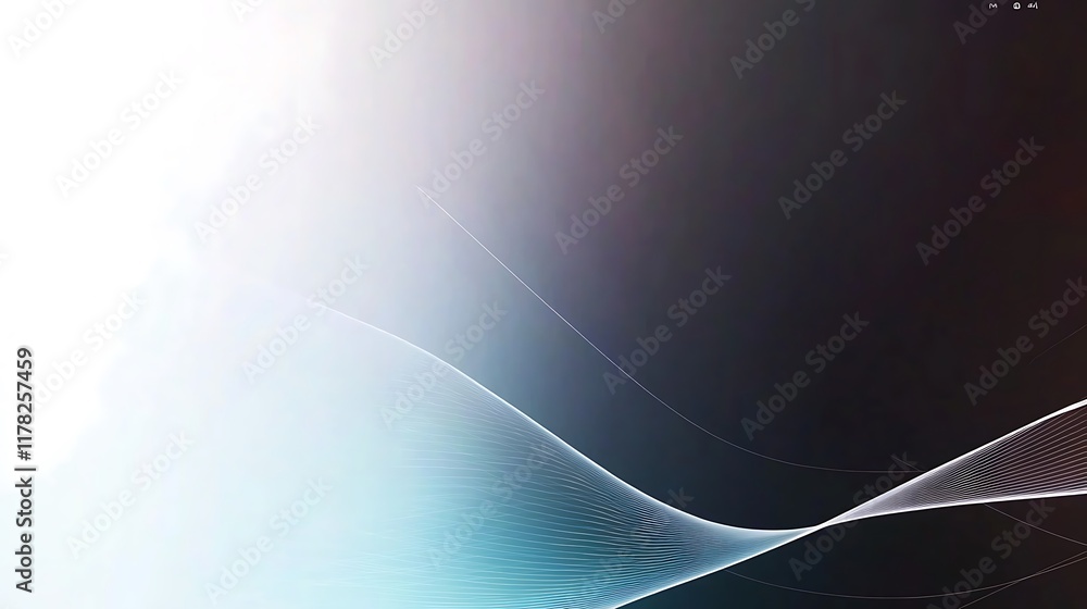 Poster abstract background with flowing light blue and white lines on a dark gradient.