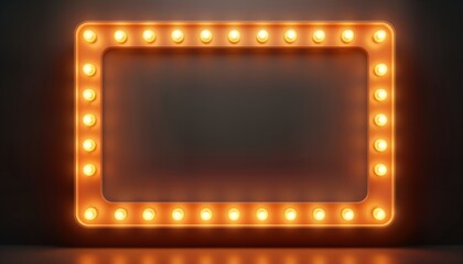 Retro marquee signboard with warm light bulbs. Isolated vintage style billboard for event announcement. Template for special events promotions. Ideal for digital signage shop windows. Suggests
