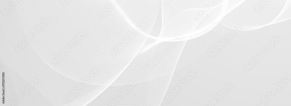 Poster abstract grey wavy line background. silver flowing wave pattern. technology curved undulated stripe 