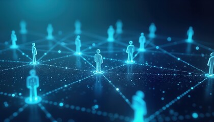 Digital illustration of business connections. Networked individuals connected by lines. Global communication, collaboration. Teamwork, partnership depicted. Modern tech, social network concept.