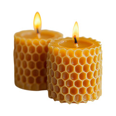 Handcrafted Beeswax Candles with Bees Isolated on Transparent Background