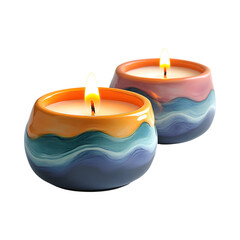 Hand-Painted Ceramic Base Candles Isolated on Transparent Background