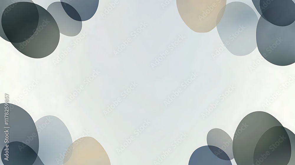 Poster abstract background with overlapping translucent circles in muted tones, leaving a central space for