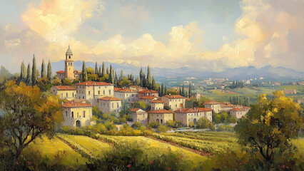 Essence of Italy: An Oil Painting of Timeless Cityscapes