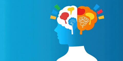 Colorful Brain Illustration Showcasing Creative Thinking and Emotions