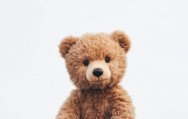 Fototapeta premium Cute brown teddy bear isolated on a white background with copy space, high-resolution photography. 