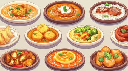 A colorful array of various dishes, showcasing diverse culinary options.