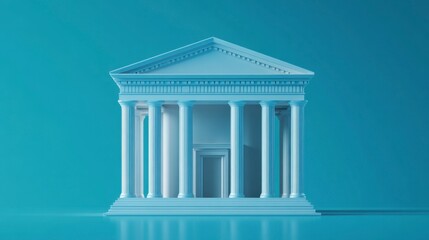 Fototapeta premium Minimalist White Temple on Teal Background - Serenity