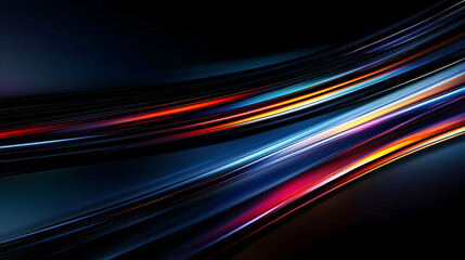 Dynamic Light Streaks: Abstract Colorful Swirls in a Dark Night
