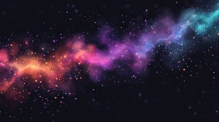 A colorful cosmic scene depicting a vibrant galaxy with stars and nebulae.