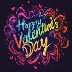 Obraz premium Happy Valentine's Day Colorful Artistic Lettering