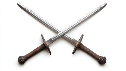 Two crossed medieval swords on white background. (1)