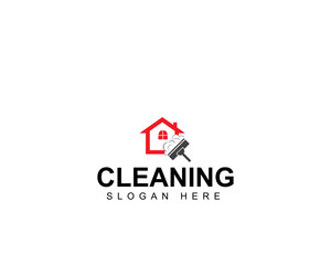 House cleaning service logo design. House with vacuum cleaner vector design. Spring cleaning logotype