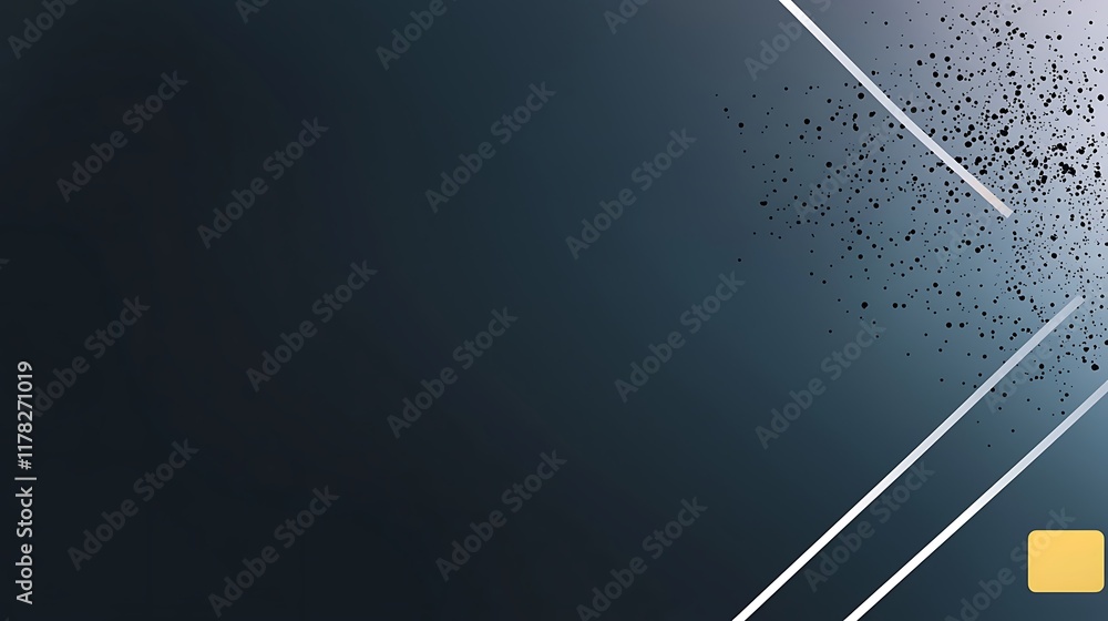 Poster abstract dark background with geometric lines and particles.